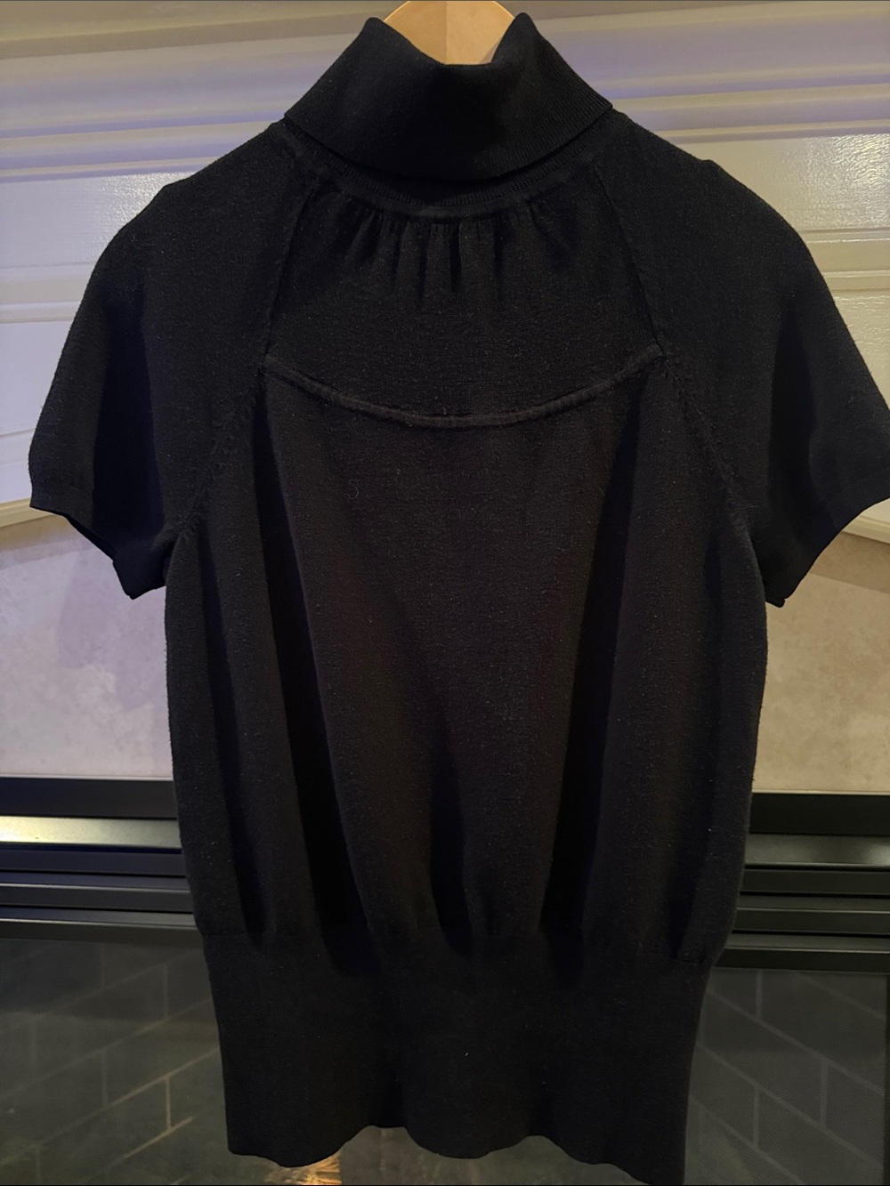 White House Black Market Black Short-Sleeve Turtleneck Sweater
